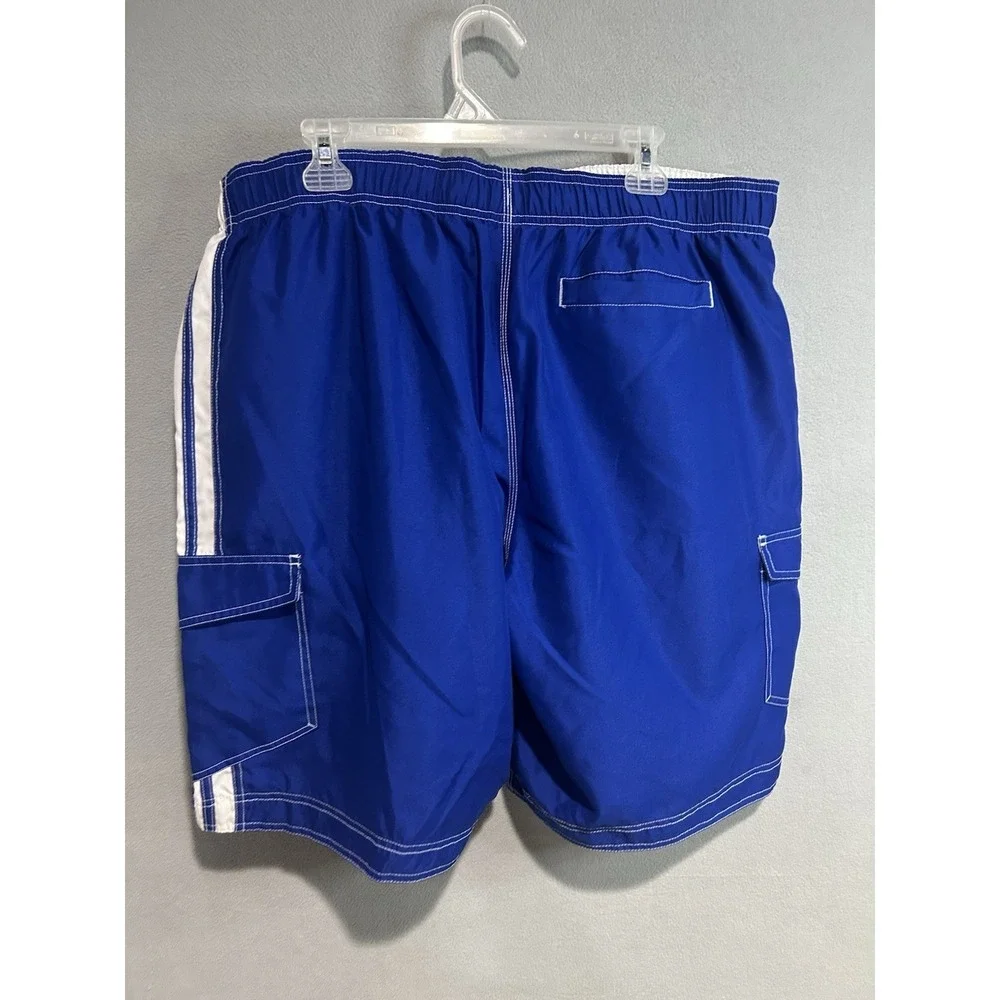 Wave Zone Cargo Swim Trunks Mens XL Blue White Shorts Vacation Beachy Surfer